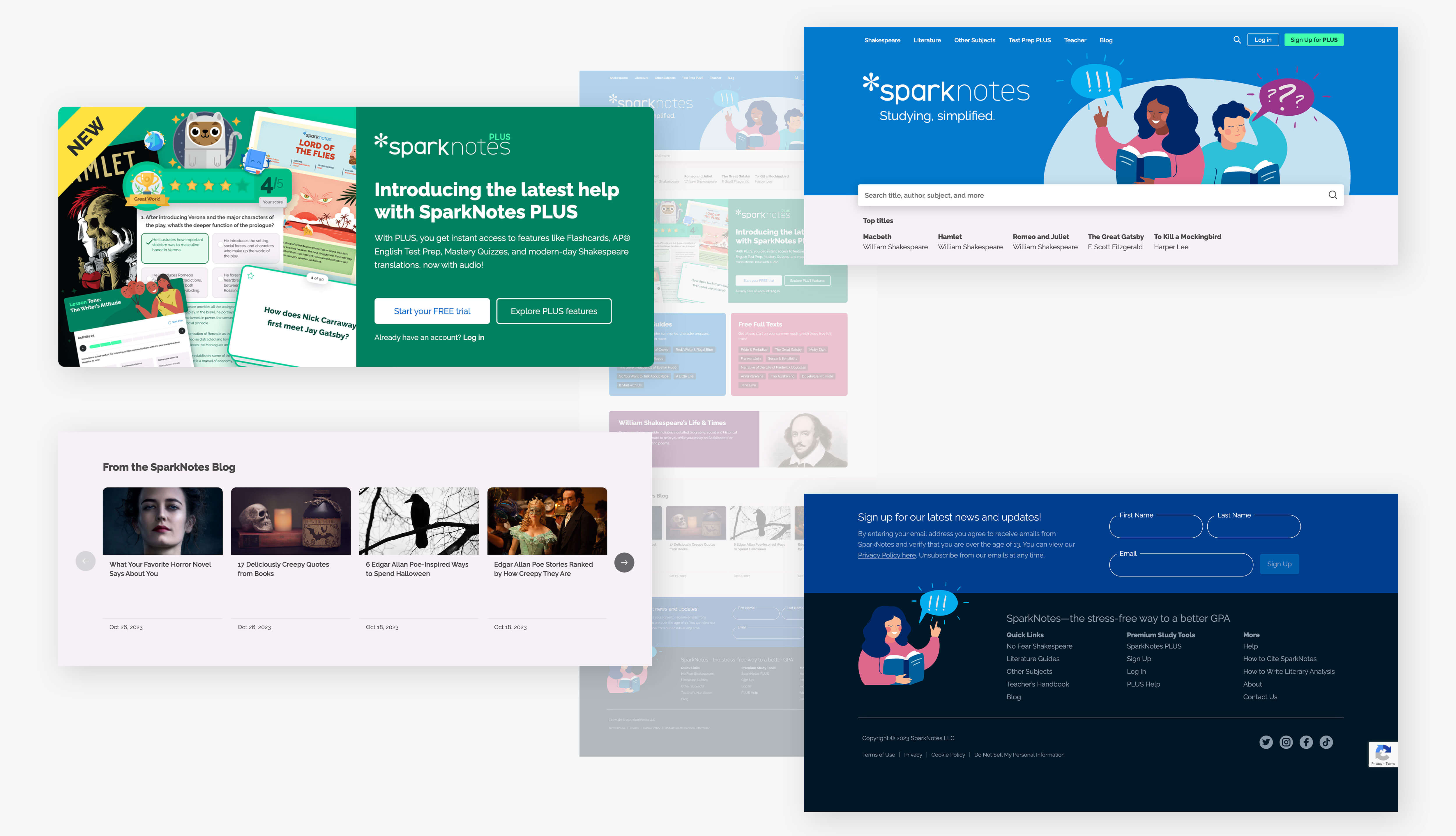 SparkNotes Homepage Elements