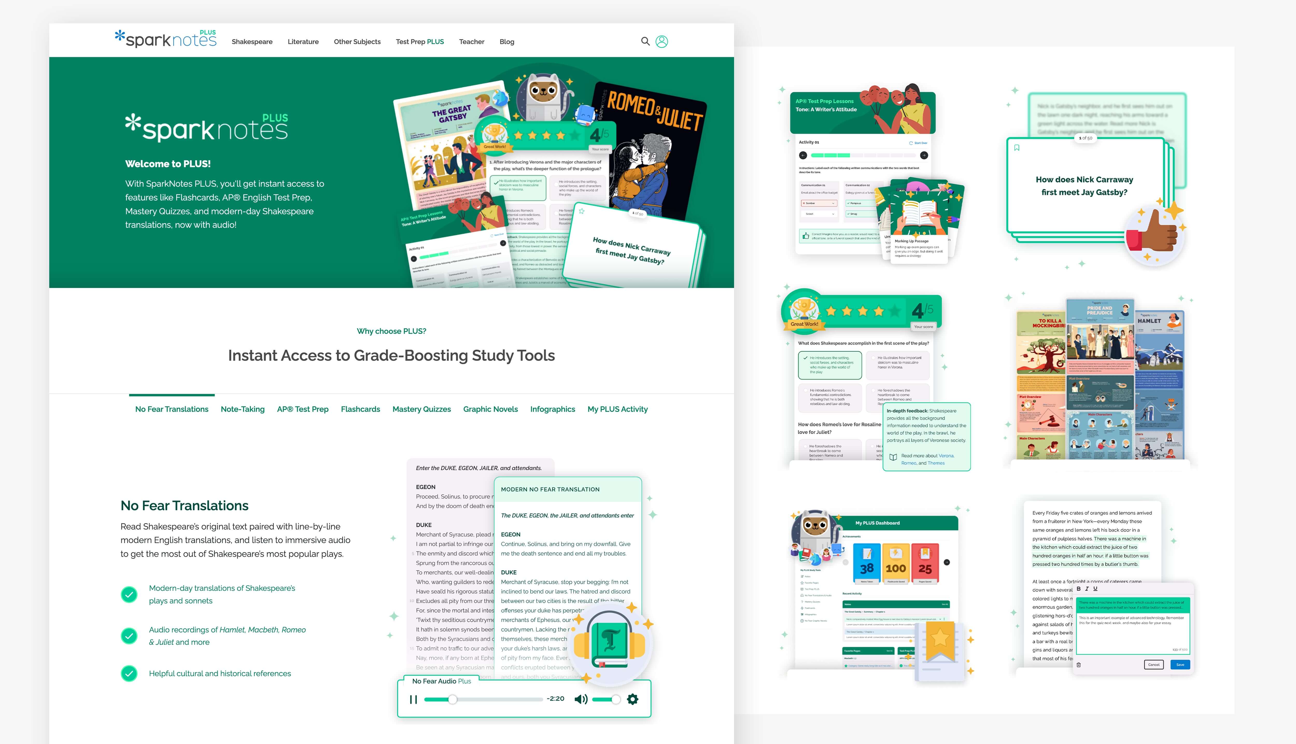 SparkNotes PLUS Features